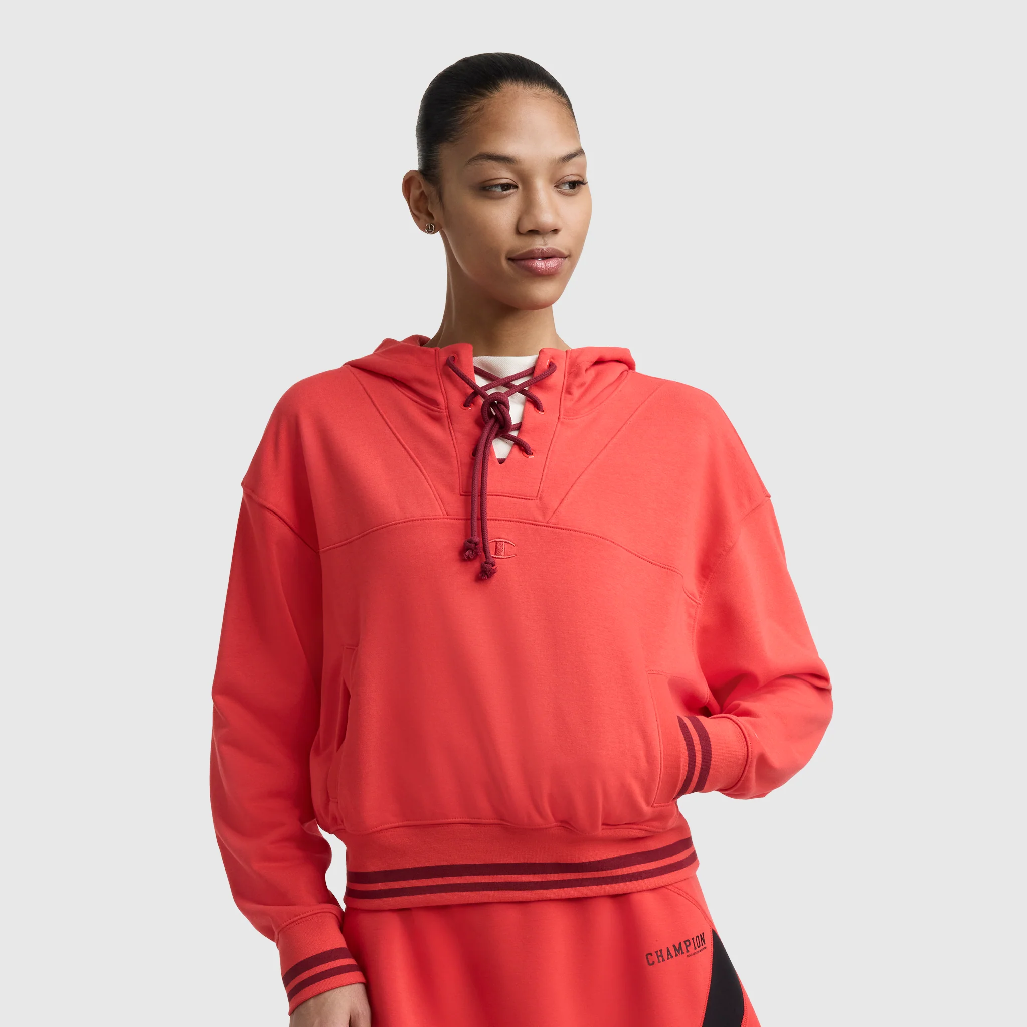 Tackle Lace Front Hoodie, Tonal Embroidered C Logo