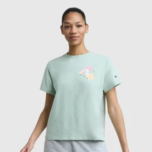 Floral Mesh "C" Graphic T-Shirt, C Logo