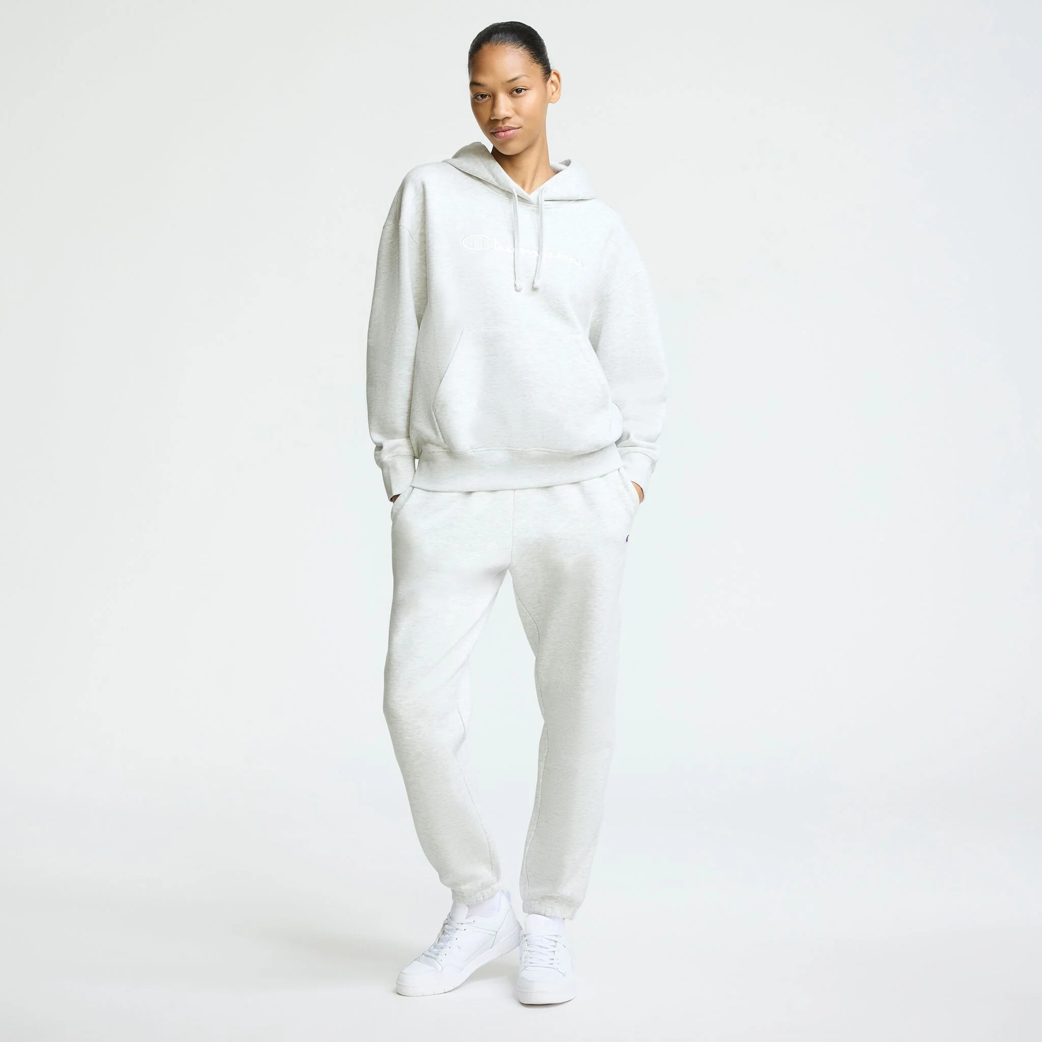 Powerblend Hoodie, Relaxed, Full Embroidered Script Logo - Image 3
