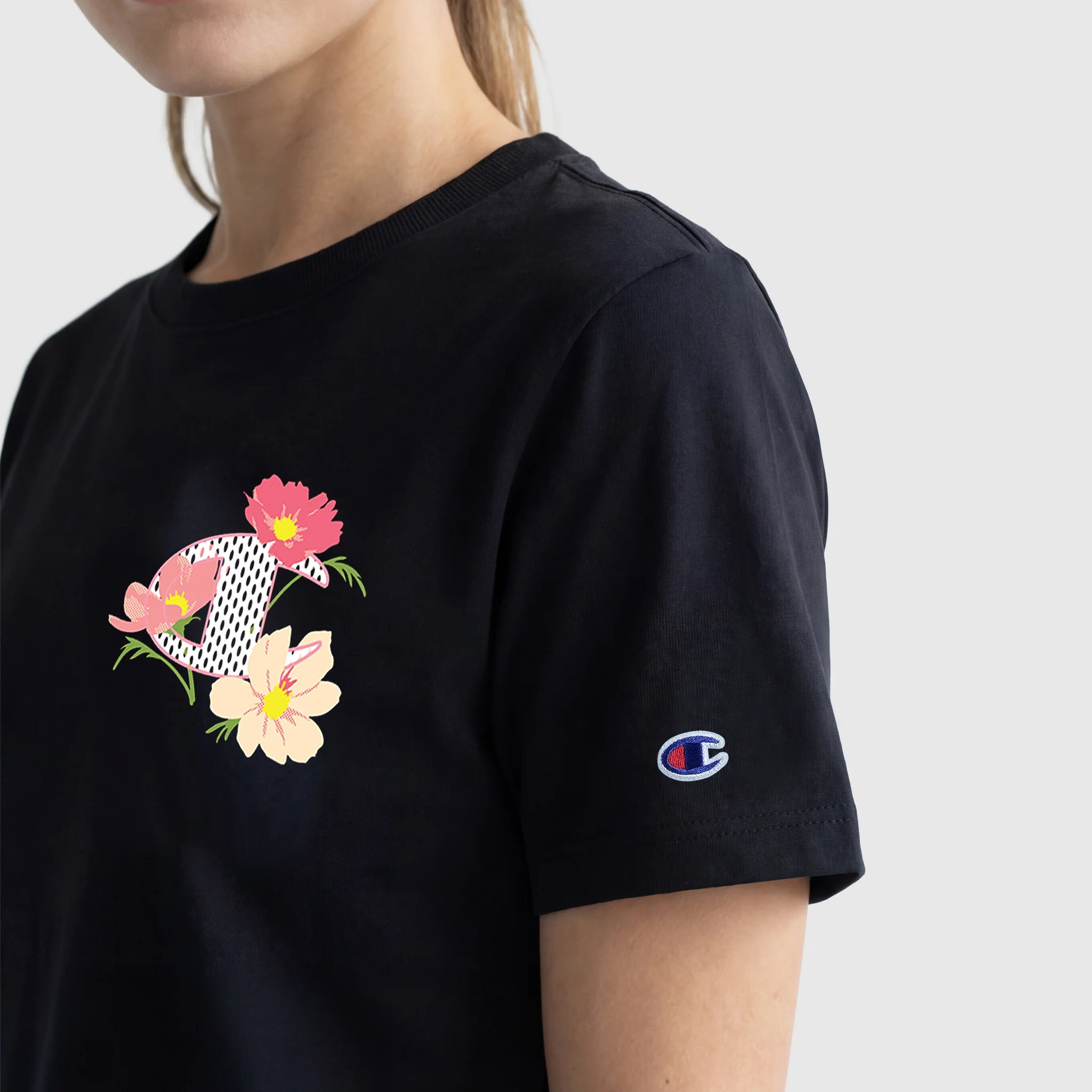Floral Mesh "C" Graphic T-Shirt, C Logo - Image 4