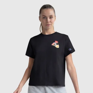 Floral Mesh "C" Graphic T-Shirt, C Logo